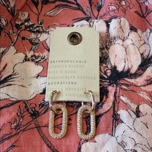 Anthropologie Pavé Paperclip Link Huggie Earrings NEW